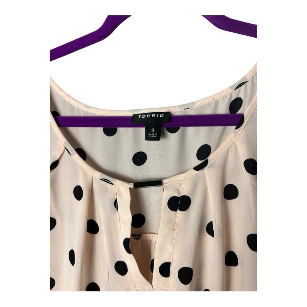 Torrid Women's Pink Black Polka Dot Georgette Keyhole Tank Top Size 3X - Picture 6 of 9